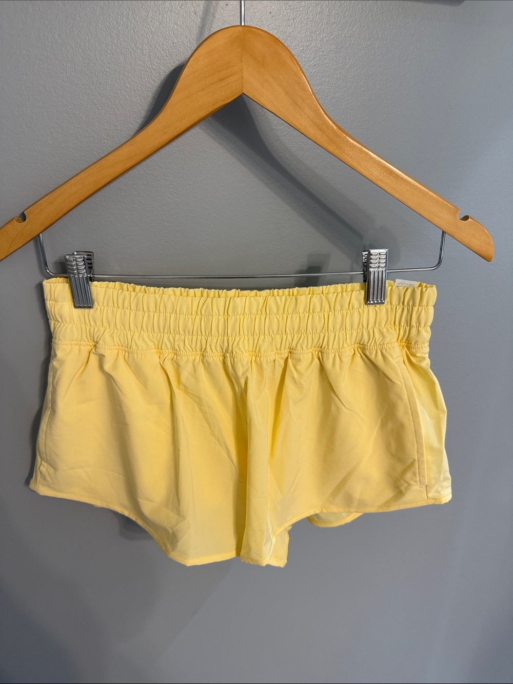Women's Lightweight Smocked Waist Athletic Shorts in Yellow